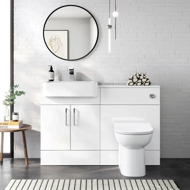 Harper Gloss White Combination Vanity Basin and Aruba Toilet 1200mm
