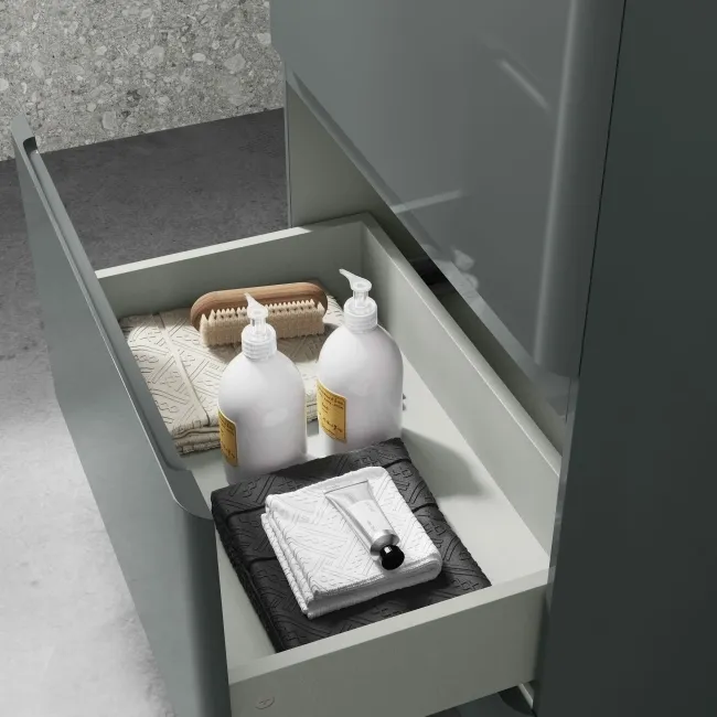 Corsica Storm Grey Vanity Drawer with Marble Top & Round Counter Top Basin 600mm