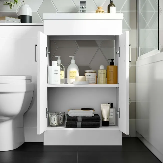 Mersey Gloss White Combination Vanity Basin and Seattle Toilet 1000mm