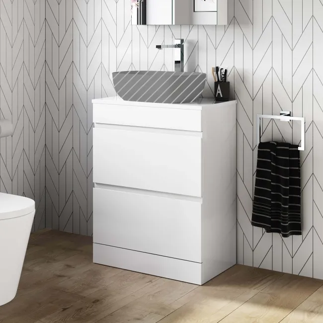 Trent Gloss White Drawer 600mm - Excludes Counter Top Basin