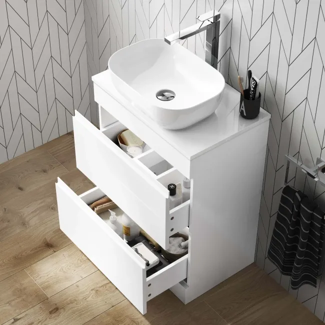 Trent Gloss White Drawer 600mm - Excludes Counter Top Basin