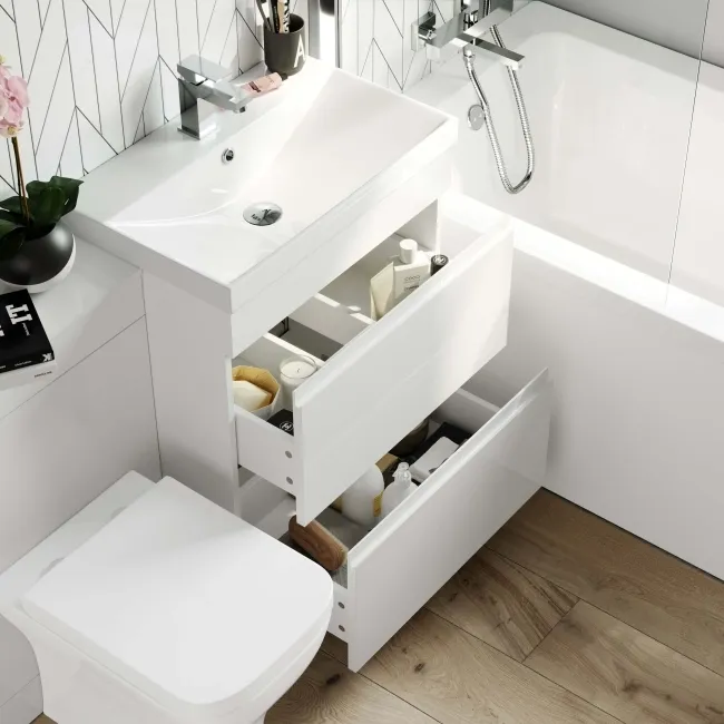 Trent Gloss White Combination Basin Drawer and Atlanta Toilet 1100mm