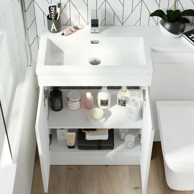 Trent Gloss White Combination Vanity Basin and Atlanta Toilet 1100mm - Left Handed