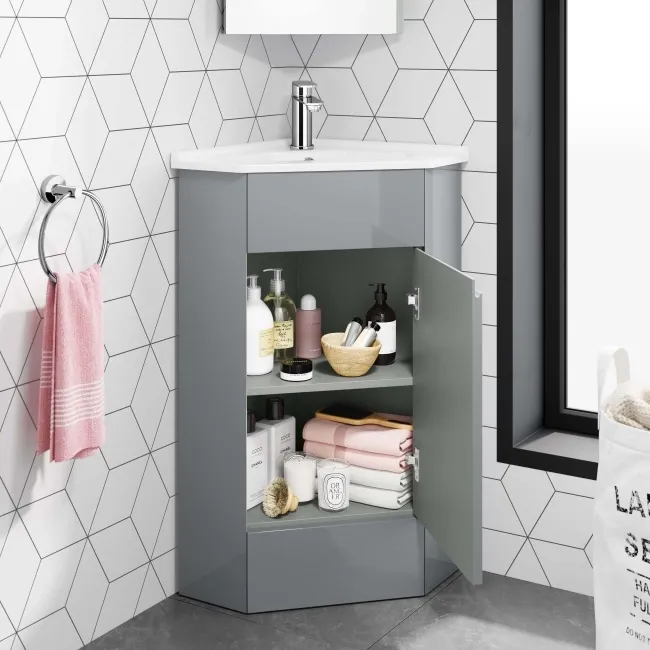 Trent Stone Grey Corner Basin Vanity 400mm