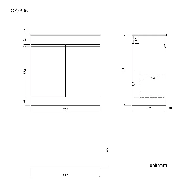 Trent Stone Grey Cabinet with Marble Top 800mm - Excludes Counter Top Basin