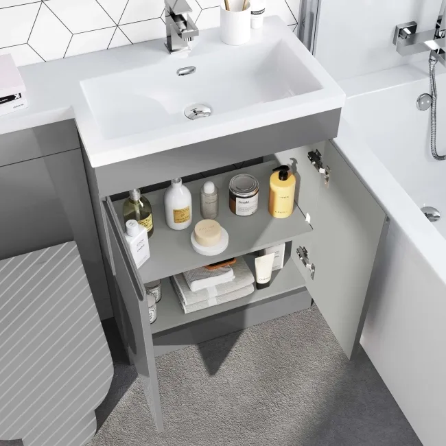 Trent Stone Grey Basin Vanity and Back To Wall Unit 1100mm - Right Handed