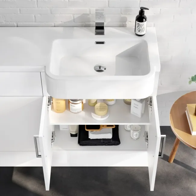 Harper Gloss White Combination Vanity Basin and Aruba Toilet 1200mm - Right Handed