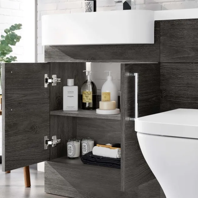 Harper Charcoal Elm Combination Vanity Basin and Atlanta Toilet 1200mm - Left Handed