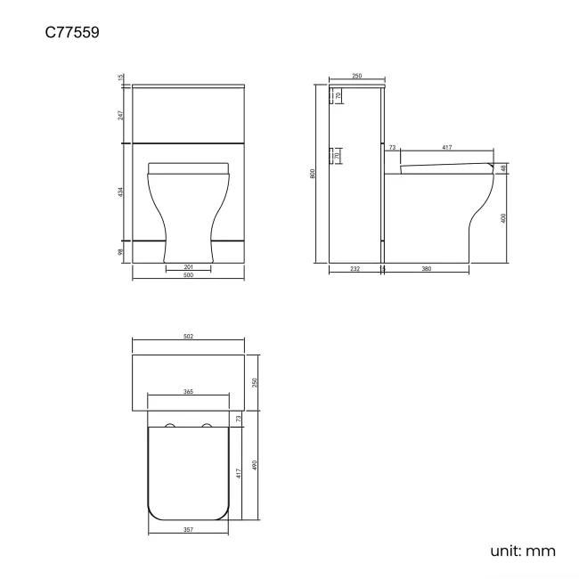 Elba Graphite Grey Slimline Back To Wall Unit and Atlanta Toilet - Black Accents