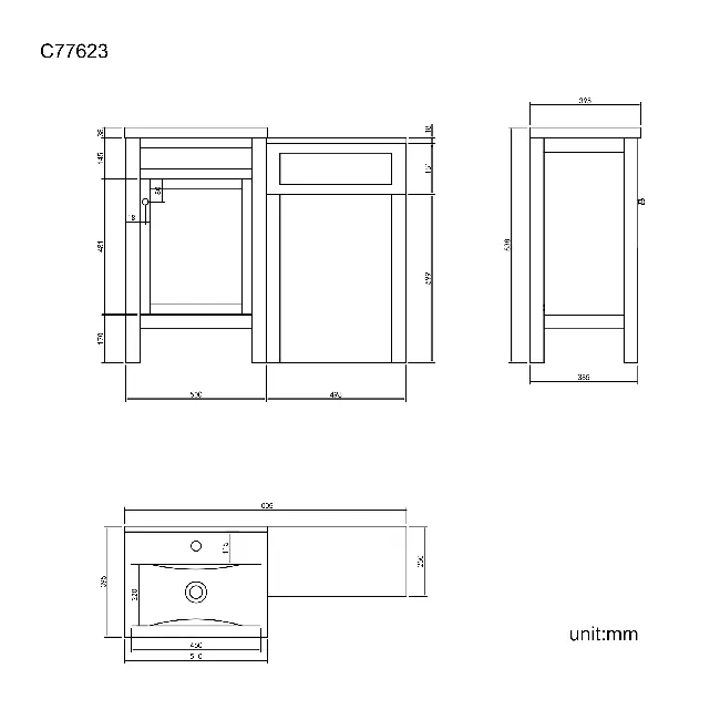 Bermuda Dove Grey Basin Vanity and Back To Wall Unit 1000mm (Excludes Pan & Cistern)