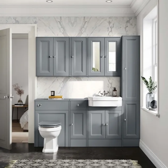 Monaco Dove Grey Combination Vanity Traditional Basin 1500mm (Excludes Pan & Cistern)