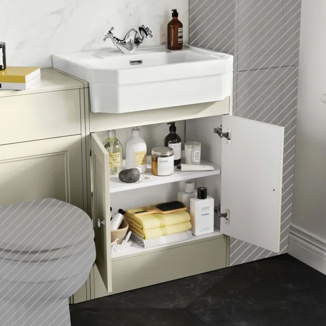 Monaco Chalk White Traditional Basin Vanity and Back To Wall Unit 1200mm (Excludes Pan & Cistern)