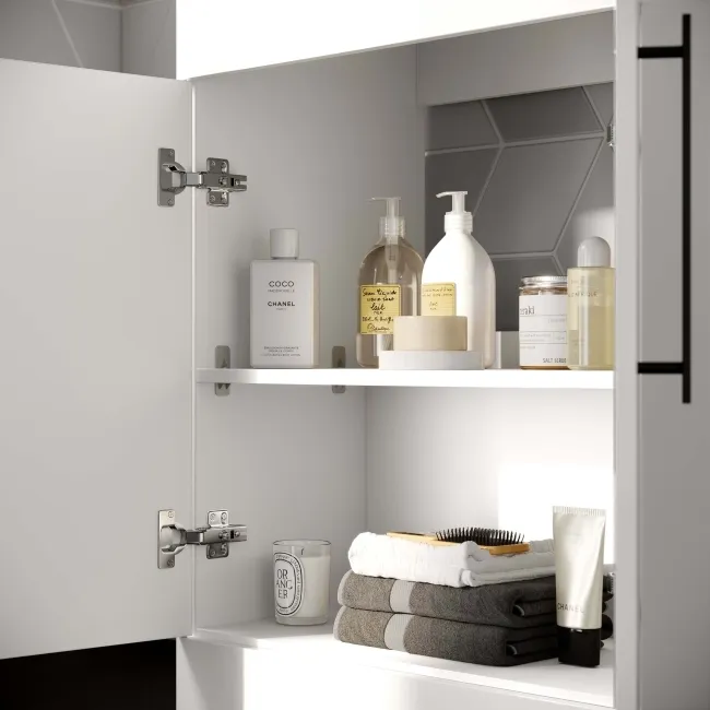 Avon Gloss White Vanity with Marble Top & Curved Counter Top Basin 600mm - Black Accents