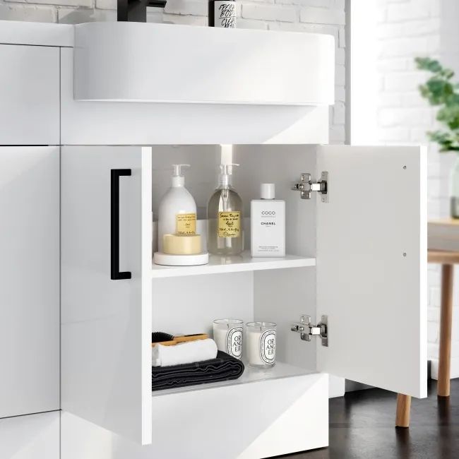 Harper Gloss White Combination Vanity Basin and Aruba Toilet 1200mm - Black Accents - Right Handed
