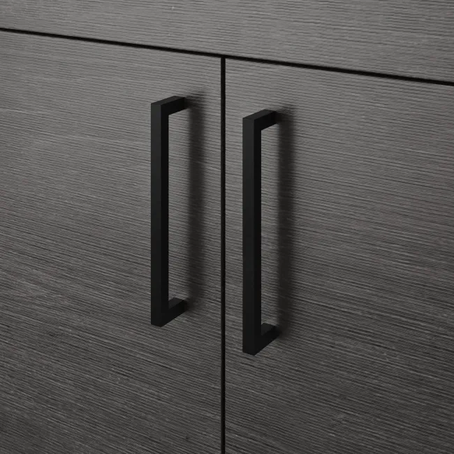 Harper Charcoal Elm Basin Vanity and Back To Wall Toilet Unit 1200mm - Black Accents