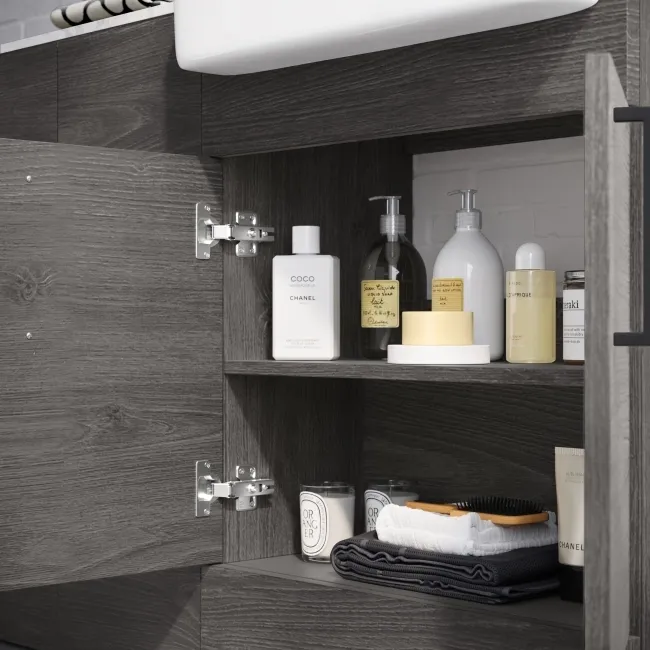 Harper Charcoal Elm Combination Vanity Basin with Marble Top & Miami Toilet 1500mm - Black Accents