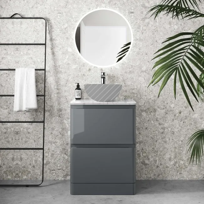 Corsica Storm Grey Drawer with Marble Top 600mm - Excludes Counter Top Basin