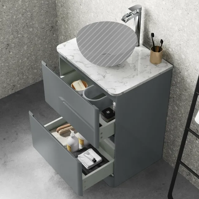 Corsica Storm Grey Drawer with Marble Top 600mm - Excludes Counter Top Basin