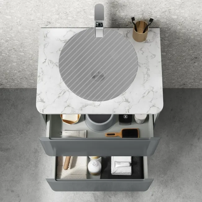 Corsica Storm Grey Drawer with Marble Top 600mm - Excludes Counter Top Basin