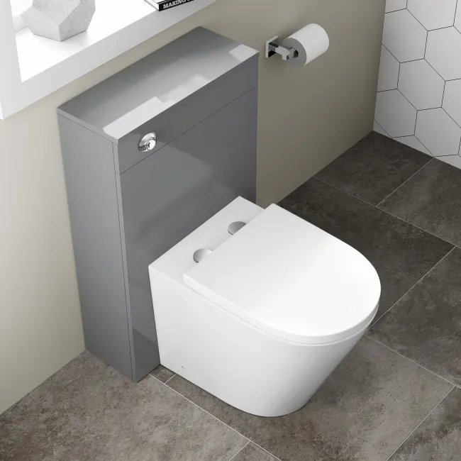 Avon & Trent Stone Grey Slimline Back To Wall Unit and Boston Toilet