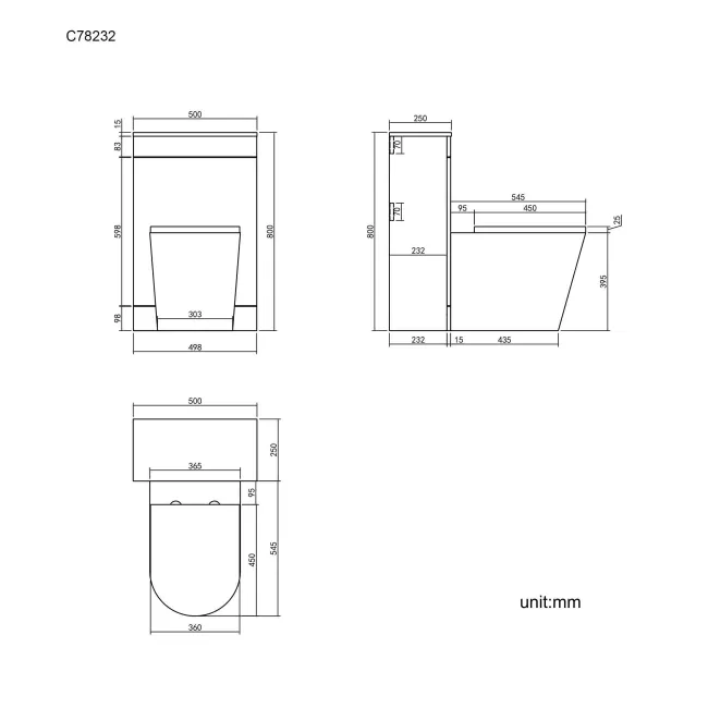 Avon & Trent Stone Grey Slimline Back To Wall Unit and Boston Toilet