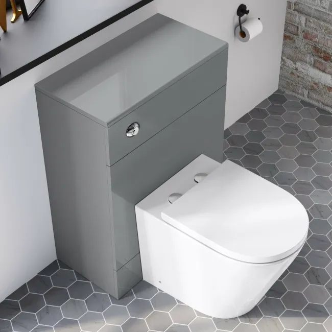 Harper Stone Grey Back To Wall Unit and Boston Toilet