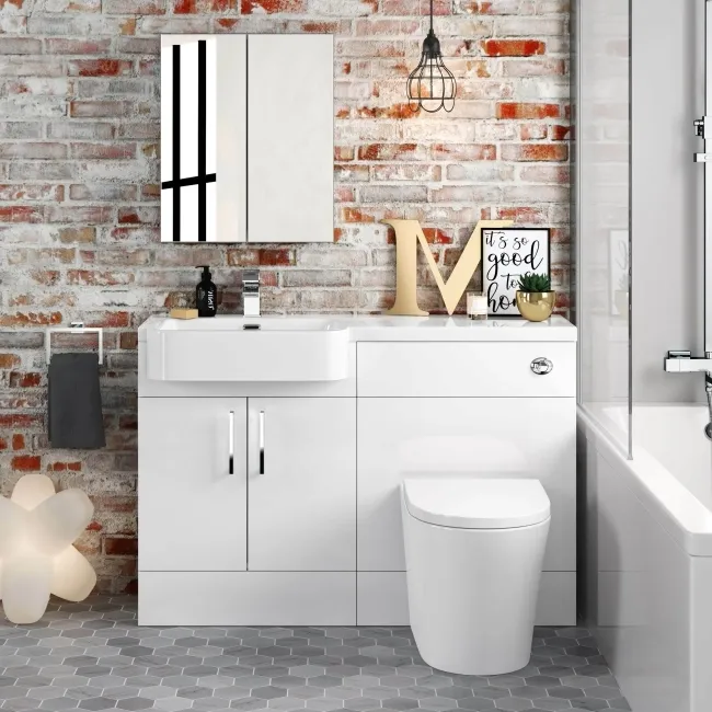 Harper Gloss White Combination Vanity Basin and Boston Toilet 1200mm - Left Handed