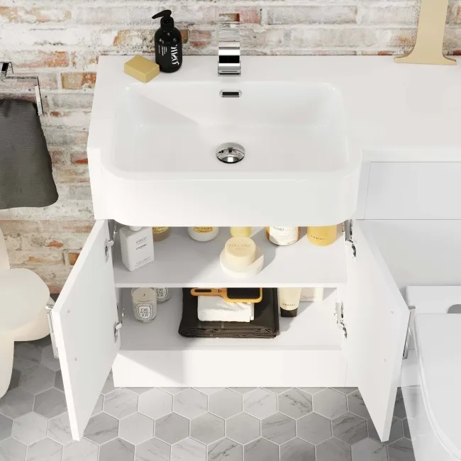 Harper Gloss White Combination Vanity Basin and Boston Toilet 1200mm - Left Handed