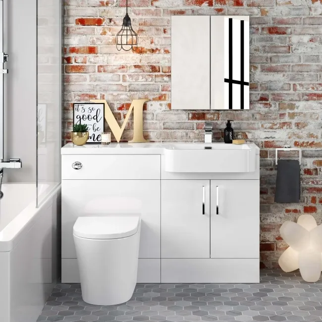 Harper Gloss White Combination Vanity Basin and Boston Toilet 1200mm - Right Handed