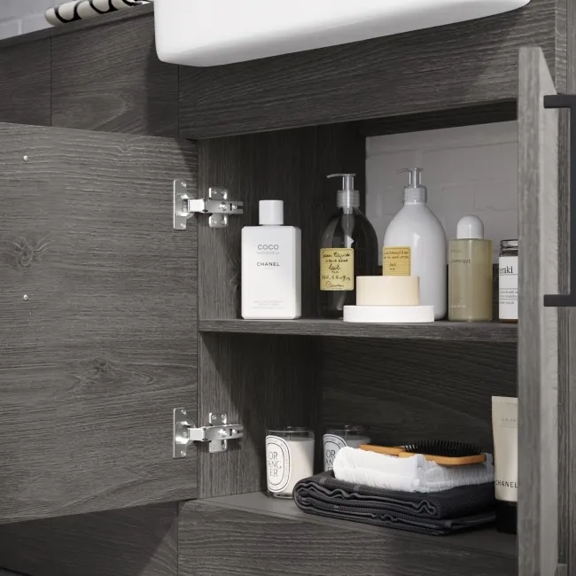 Harper Charcoal Elm Combination Vanity Basin and Boston Toilet 1500mm - Black Accents