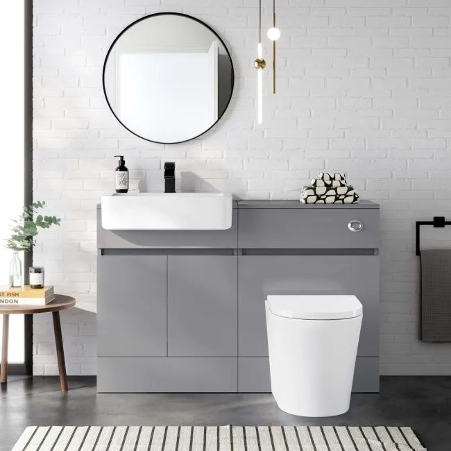 Foster Stone Grey Back To Wall Unit and Boston Toilet