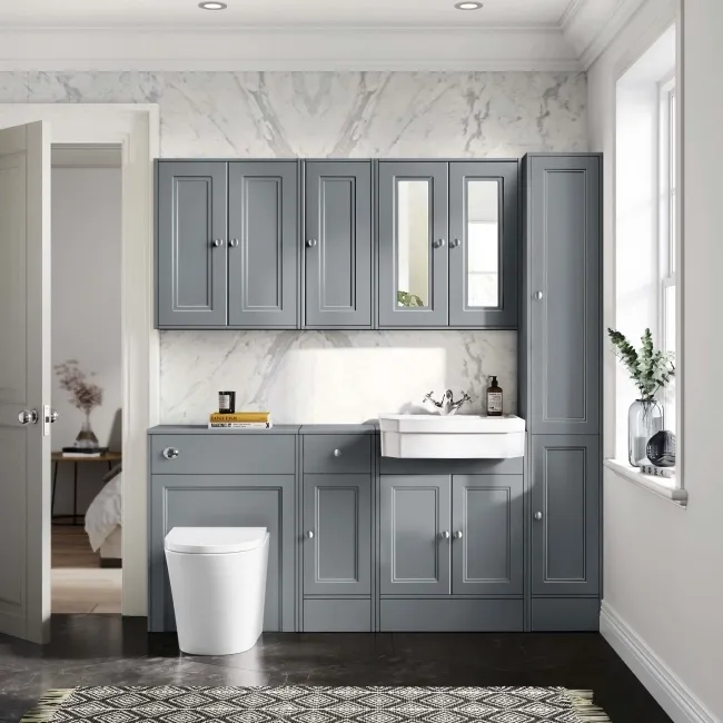Monaco Dove Grey Combination Vanity Traditional Basin and Boston Toilet 1500mm