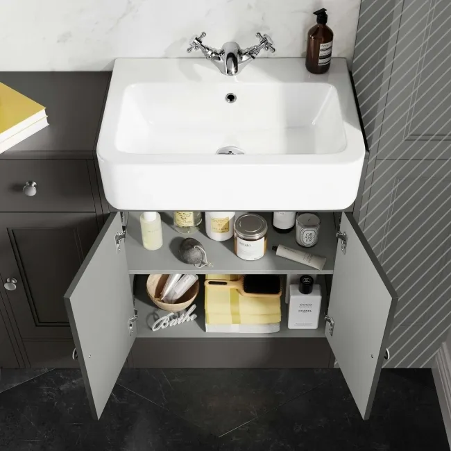 Monaco Graphite Grey Combination Vanity Basin and Boston Toilet 1500mm