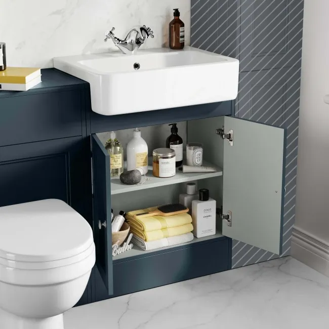 Monaco Inky Blue Combination Vanity Basin and Seattle Toilet 1200mm