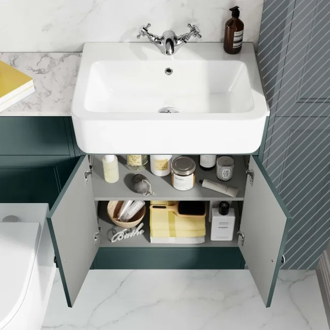 Monaco Midnight Green Combination Vanity Basin with Marble Top & Boston Toilet 1200mm