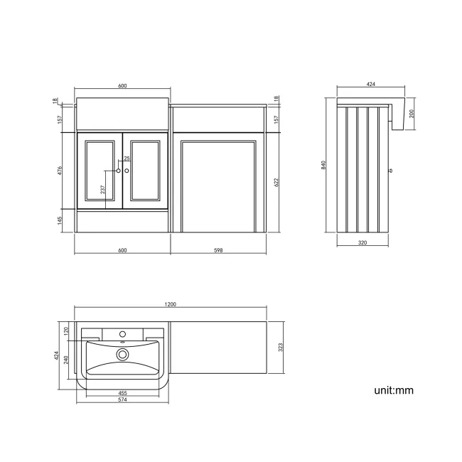 Monaco Midnight Green Traditional Basin Vanity and Back To Wall Unit 1200mm (Excludes Pan & Cistern)