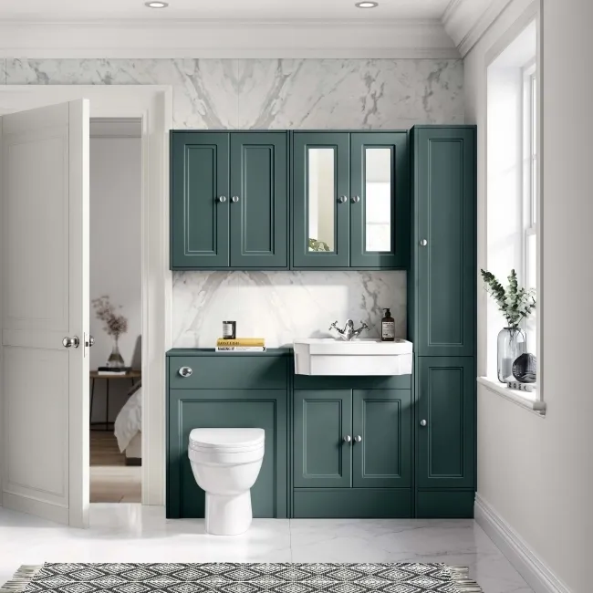 Monaco Midnight Green Combination Vanity Traditional Basin and Seattle Toilet 1200mm