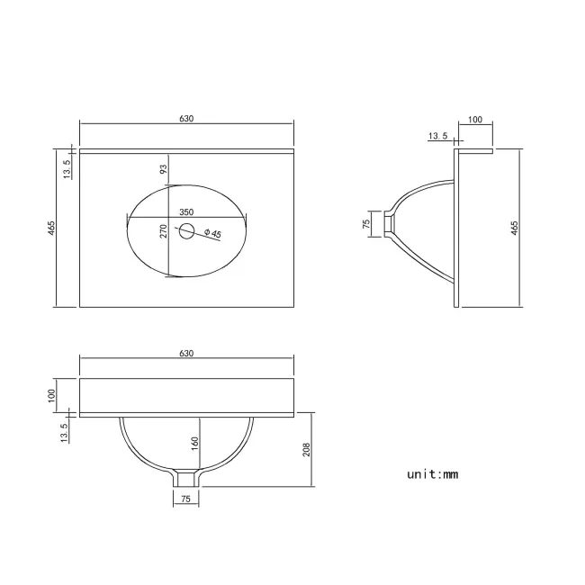 Lucia Chalk White Vanity with Marble Top & Undermount Basin 630mm - Brushed Brass Accents