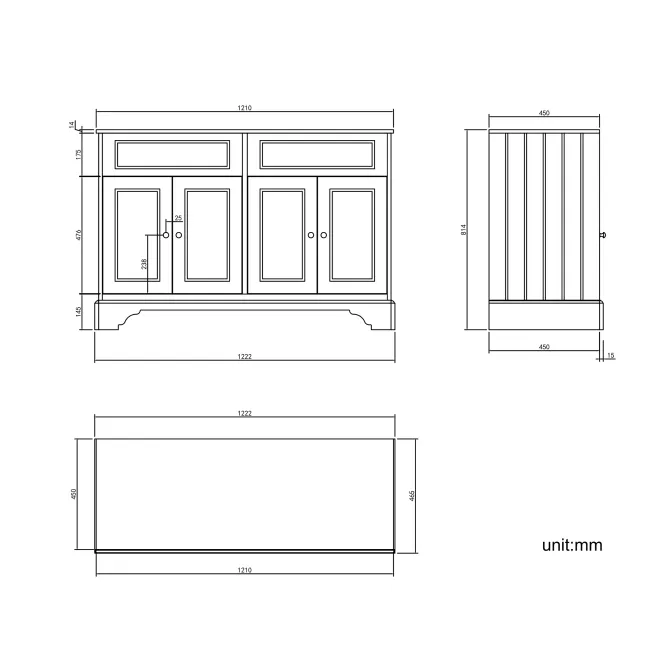 Lucia Inky Blue Double Vanity with Marble Top & Round Counter Top Basin 1200mm - Brushed Brass Accents
