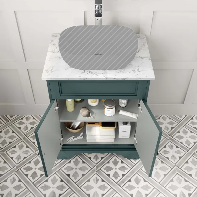 Lucia Midnight Green Cabinet with Marble Top 640mm - Excludes Counter Top Basin