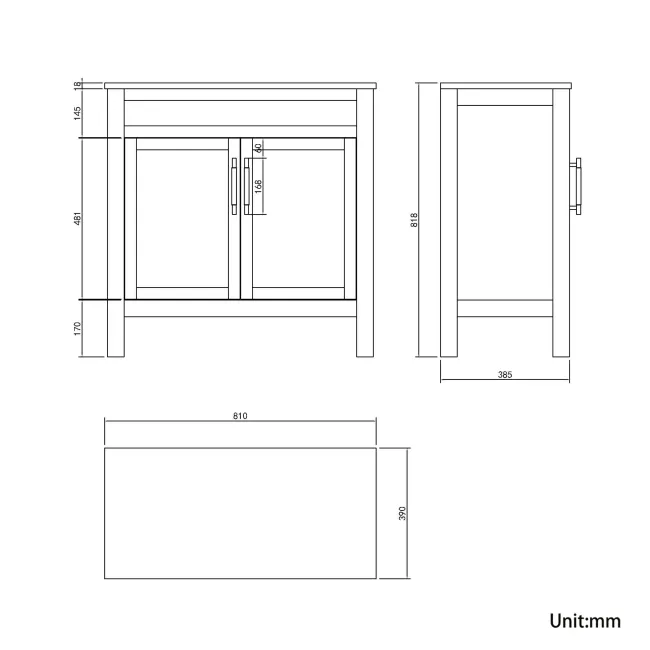 Bermuda Dove Grey Cabinet 800mm Excludes Counter Top Basin - Brass Knurled Handles