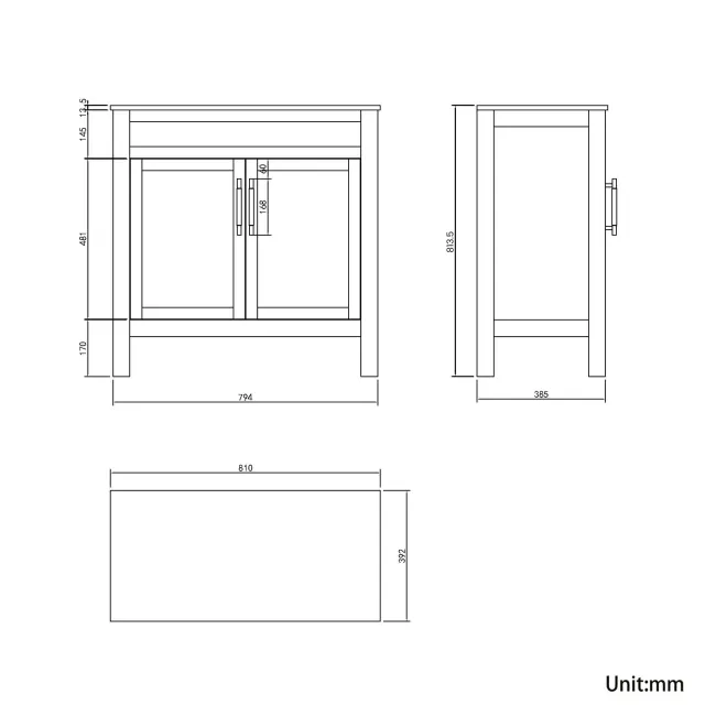 Bermuda Dove Grey Vanity with Marble Top & Curved Counter Top Basin 800mm - Brass Knurled Handles