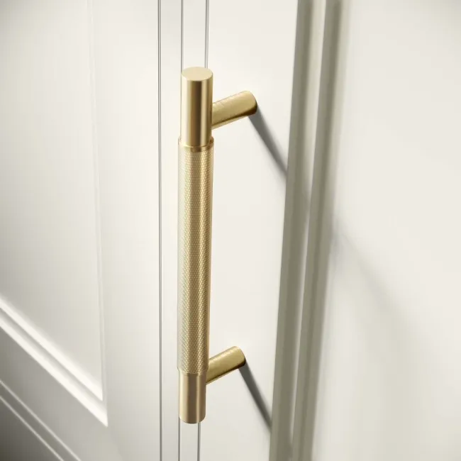 Monaco Chalk White Side Cabinet Unit 300mm - Brass Knurled Handles