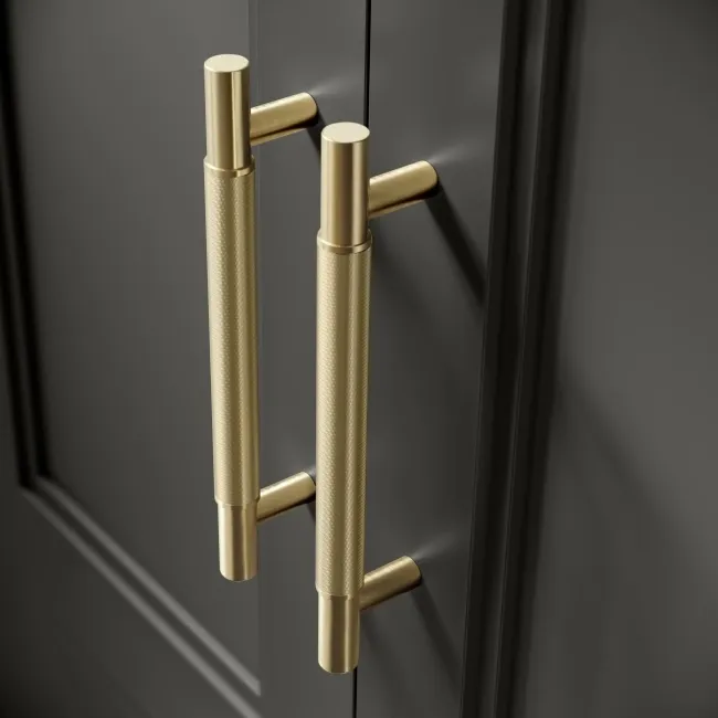 Monaco Graphite Grey Basin Vanity and Back To Wall Unit 1200mm (Excludes Pan & Cistern) - Brass Knurled Handles