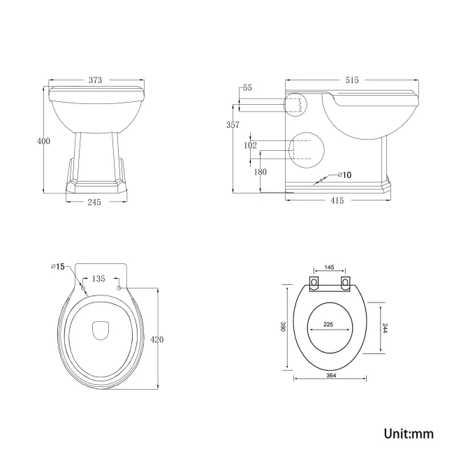 Monaco Graphite Grey Combination Vanity Basin and Hudson Toilet with Wooden Seat 1500mm - Brass Knurled Handles