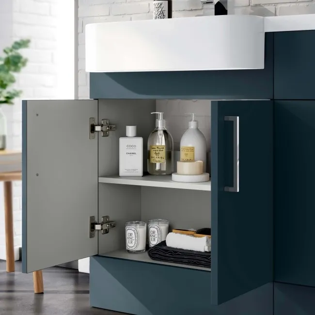Harper Navy Blue Basin Vanity and Back To Wall Toilet Unit 1200mm (Excludes Toilet) - Left Handed