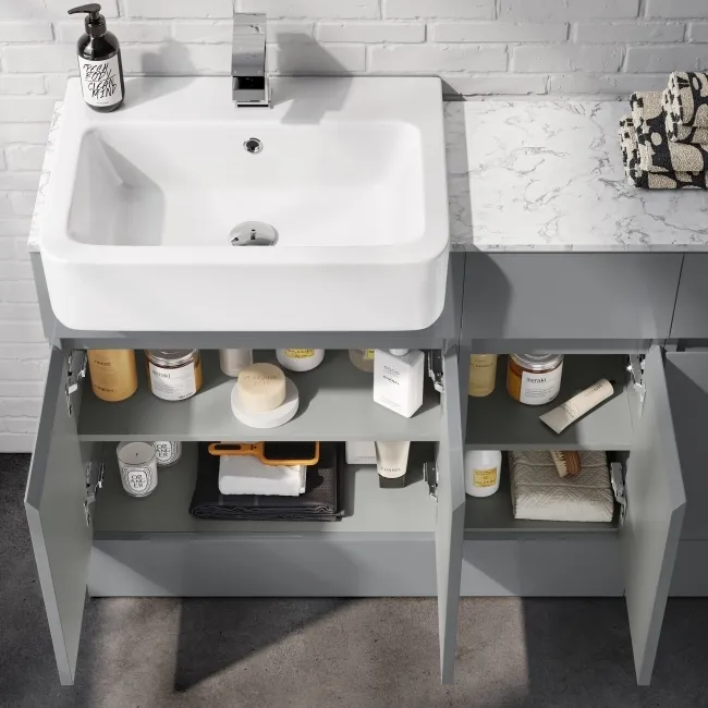 Foster Stone Grey Combination Vanity Basin with Marble Top & Houston Toilet 1500mm
