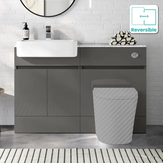 Foster Tungsten Grey Basin Vanity with Marble Top & Back To Wall Unit 1200mm - Excludes Toilet