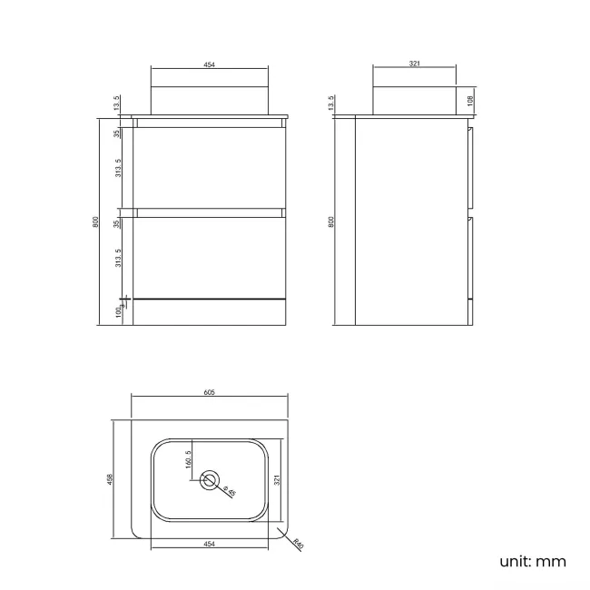 Corsica Inky Blue Vanity Drawer with Marble Top & Marin Basin 600mm