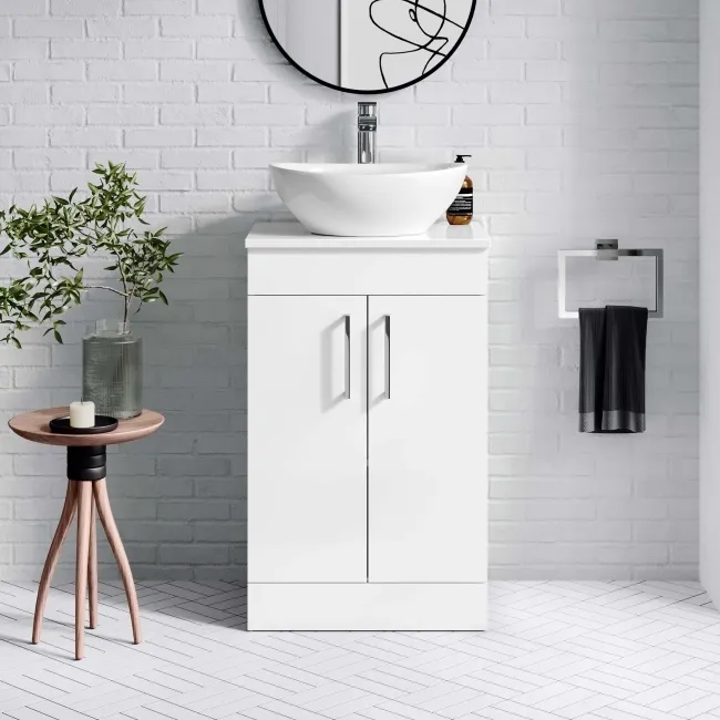 Mersey Gloss White Vanity with Oval Basin 500mm